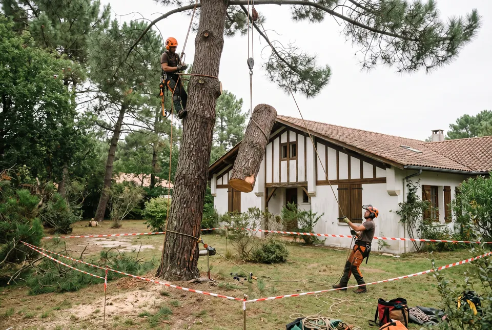 Aperçu de la maquette Signal : démontage d'un pin dans un jardin balisé